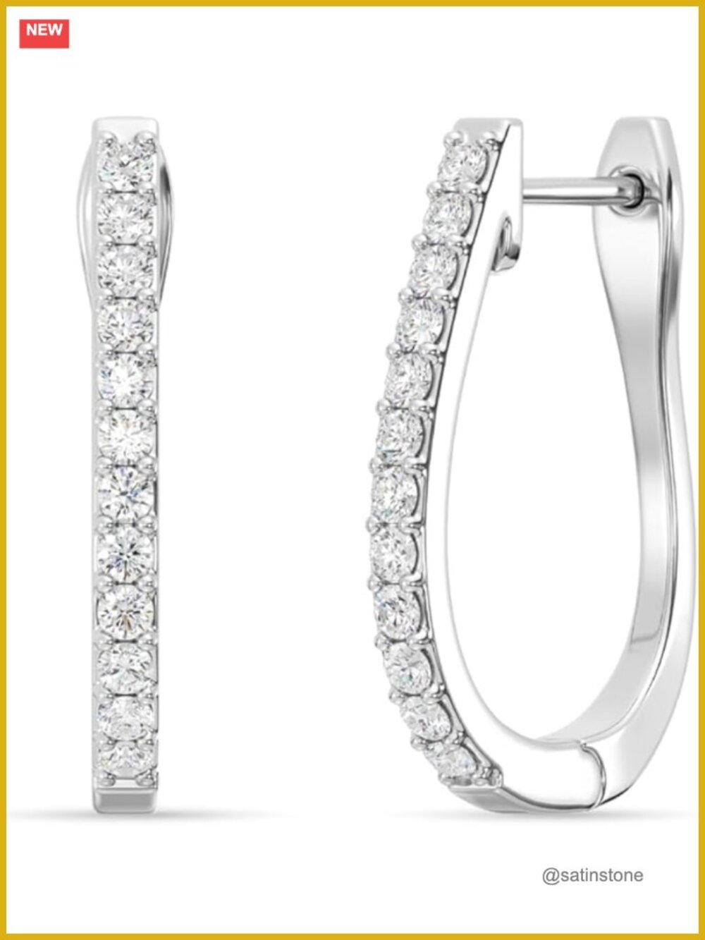 Lab-Grown Diamond Prong Set Hoop Earrings in 925 Sterling Silver and 14KT